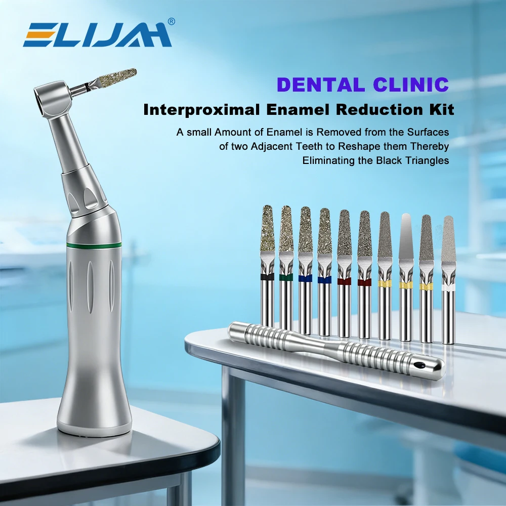 

ELIJAH 4:1 Dental IPR Kit Reciprocating Handpiece with 10Pcs Diamond Coated IPR Burs Autoclavable for Orthodontic Stripping