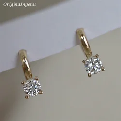 9K Solid Gold Hoop Earrings Dainty Zircon Earrings Gold Fine Jewelry Yellow Gold Women Earring Tarnish Resistant Jewelry