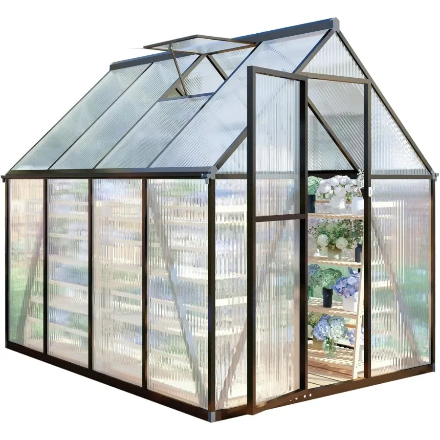 

CQZY 6x8 FT Walk-in Greenhouse for OutsideDark Gray