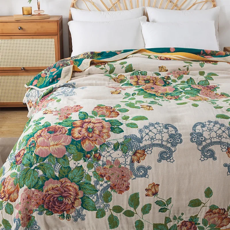 Light Luxury Cotton Blanket Double-sided Sofa Towel Summer Cooling Blanket And Bedspread Home Decor Nap Cover Soft Bed Sheet