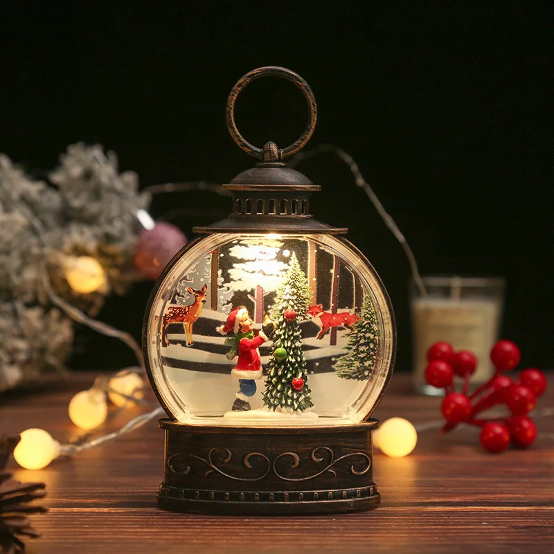 Lighted Christmas Ball Night Light Creative Santa Claus/Snowman/Tree Decoration Bedside Decor Ornaments Night Light Xmas Gift