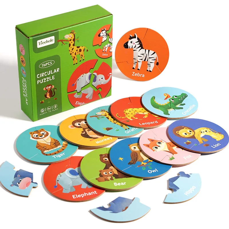 Children's Puzzle Board Game Wooden Pair Animal Matching Puzzle Interactive Focus Logic Training Toy