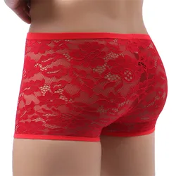 Lace Boxers Male Sexy Panties Transparent Erotic Costumes Men'S Sexy Underwear Low Rised Boxer Man Underpants белье женское