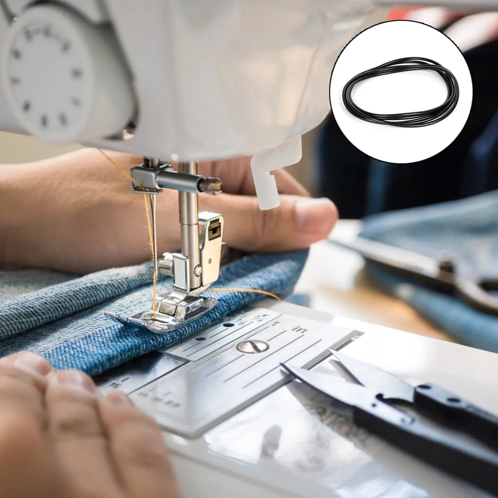 5Pcs/Lot Universal Round Rubber Motor Stretching Belt (Circumference 33cm,Diameter 5mm) Compatible With Singer,Janome,Brother