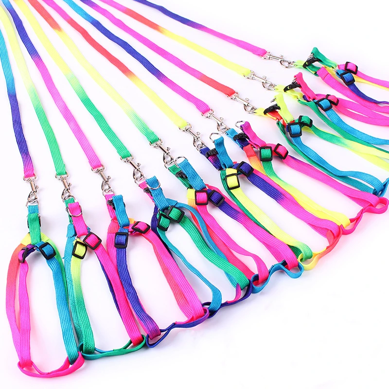 1Pc Colorful Chest Back Pet Traction Rope Small Dog Puppy Cat Rabbi Kitten Nylon Harness Collar Leash Lead Adjustable