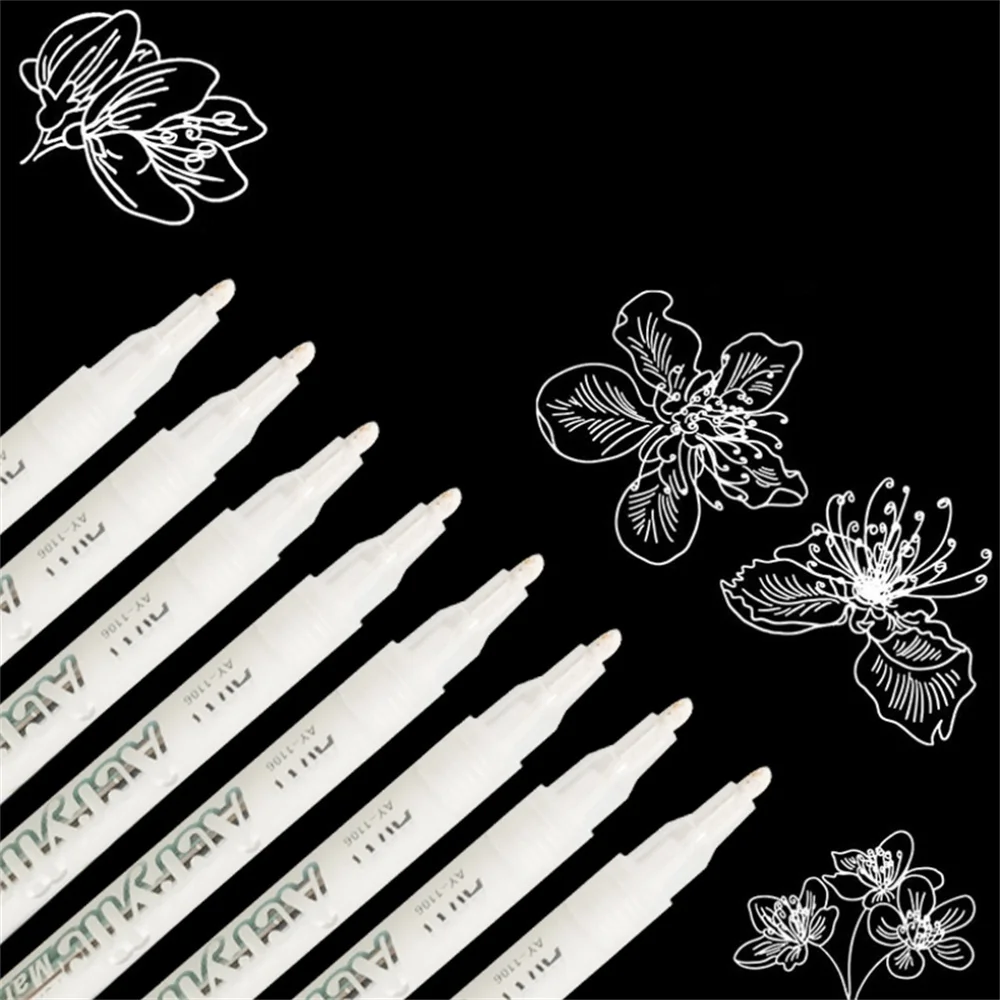 3/5/9 PCS Waterproof Metal Marker Permanent White Paint Pen Washing Art Painting Graffiti Pens Fabric Wood Leather Marker Pens