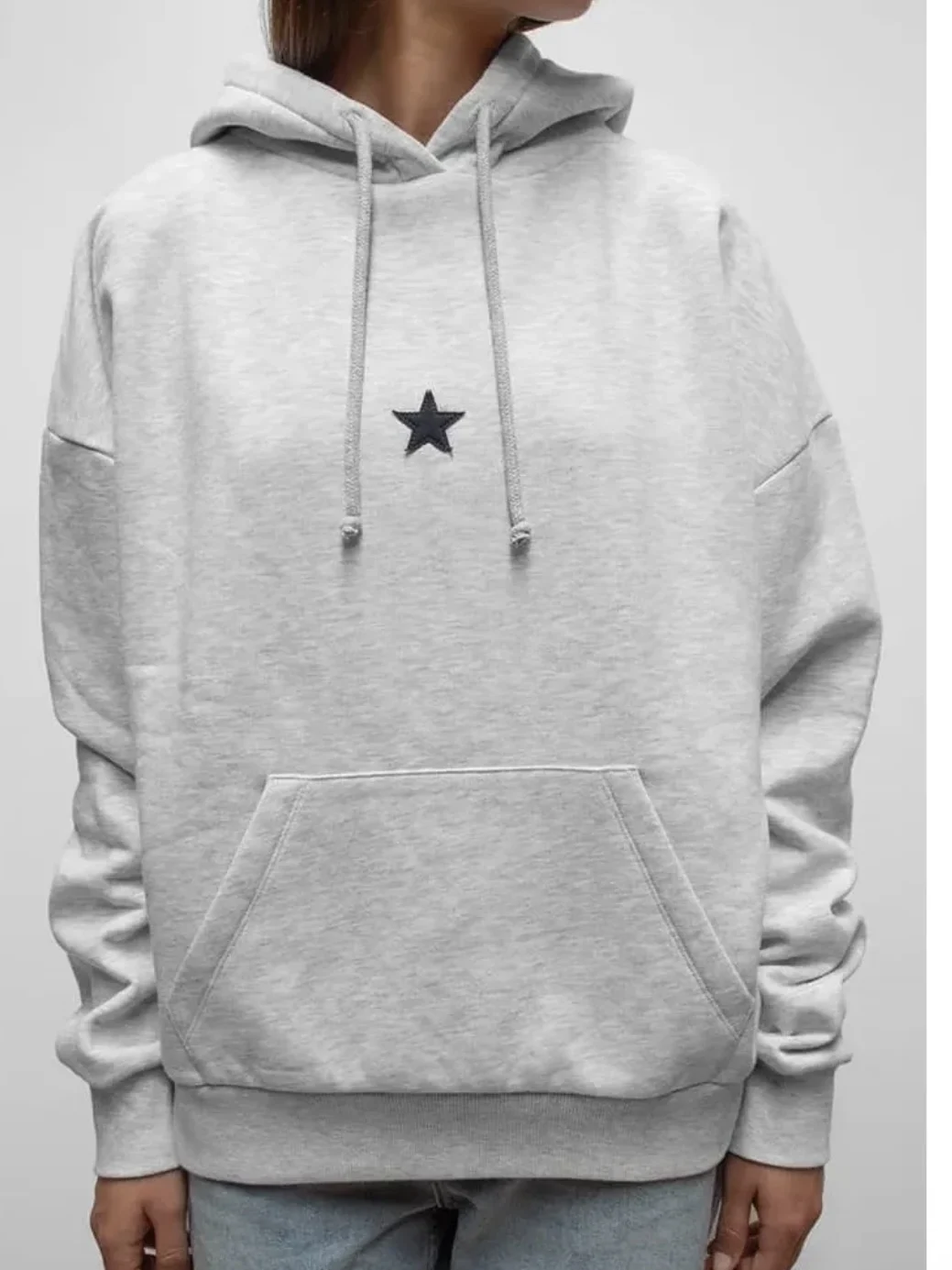 

Unisex Loose Fit Hoodie Sweatshirt Five-Pointed Star Print Overhead Grey Versatile Couple's Wear Casual Comfortable Polyester...