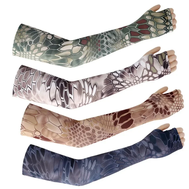Summer Outdoor UV Protection Sleeves Python Pattern Ice Feeling Cycling Driving Travel Arm Guard Printed Ice Sleeves Breathable