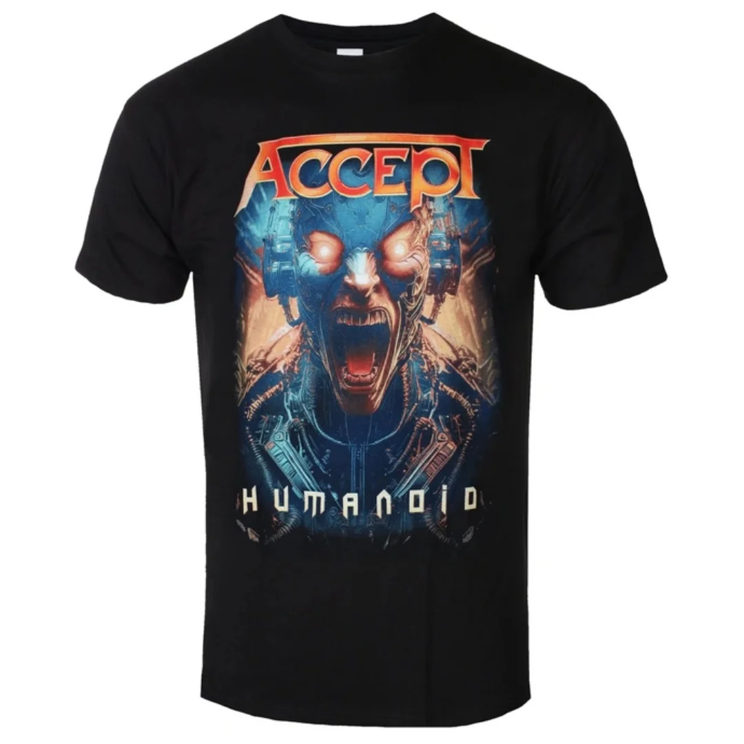 ACCEPT - HUMANOID Patterned Printed T-shirt Heavy Metal Style Band T-shirt for Daily and Concert Wear