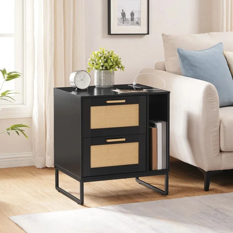 

New hot-selling modern board rattan drawer storage bedside table suitable for bedroom living room side cabinet