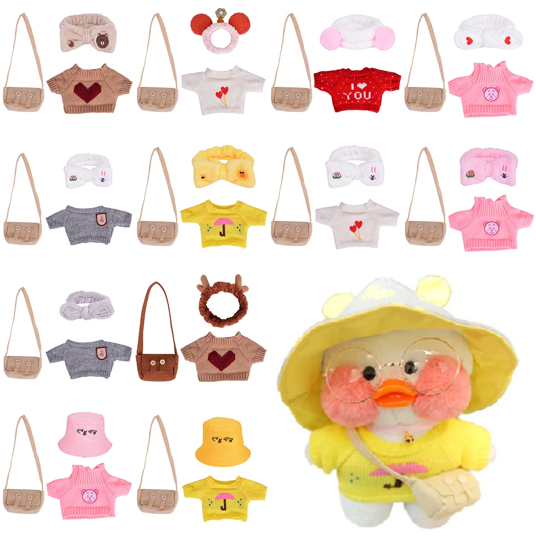 Ropa Kawaii para Lafanfan Duck, accesorios Lalafanfan, ropa de 30cm, gafas de pato de peluche de 20cm, ropa de muñeca de felpa para niños, regalos