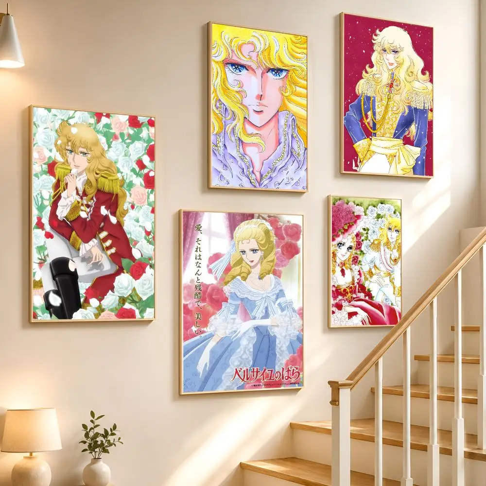 Anime Classic Lady Oscar Rose Poster High-definition waterproof stickers, suitable for home décor,holiday decorations