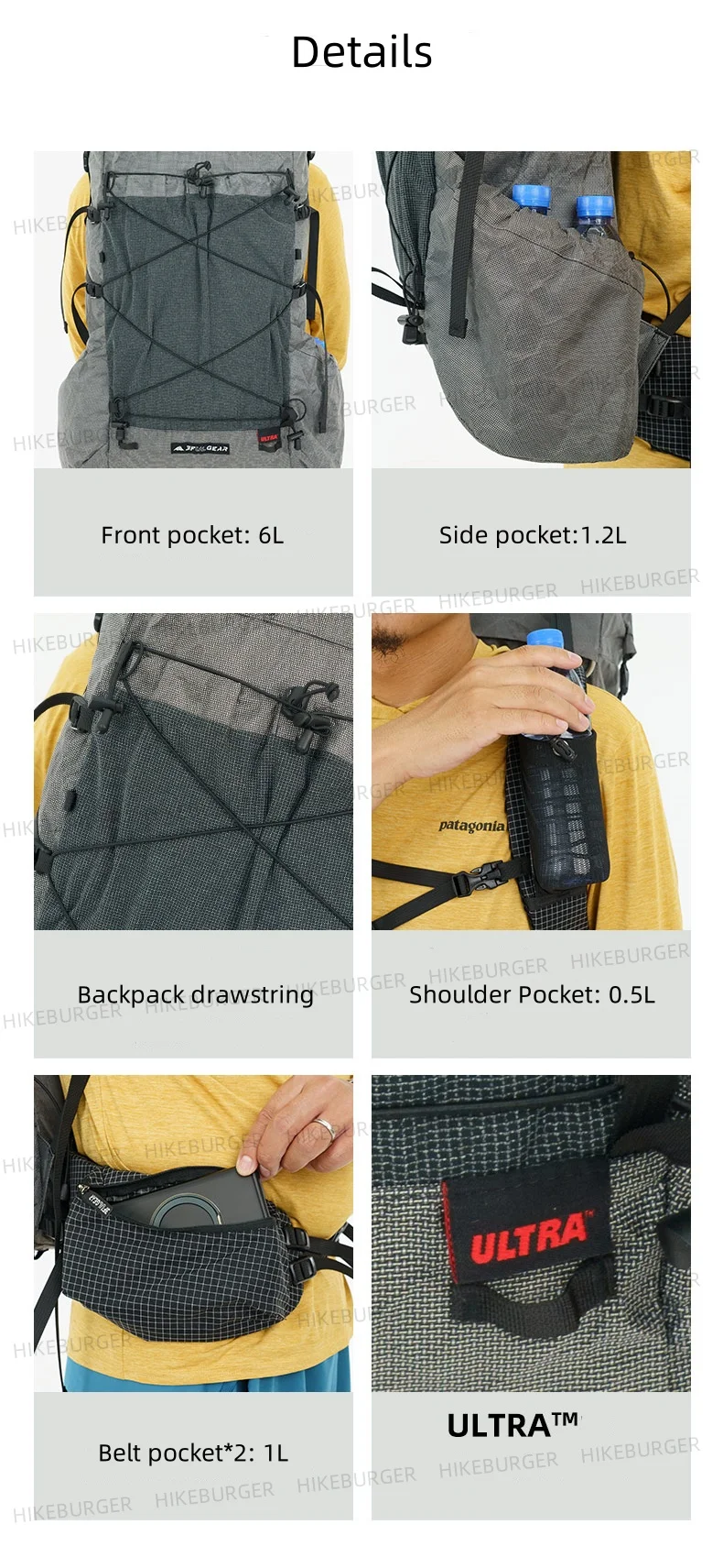 3F UL GEAR Yue 45+10L Rucksack Outdoor Camping Rahmentasche Ultraleichter verstellbarer Multifunktionsrucksack Wandern Bergsteigen – Detail 13