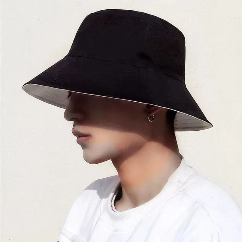 Enlarged Deepening XXL Size 63cm Bucket Hat Women Big Head Double-sided Fisherman Hat Men Large Size Large Tide Hip Hop Sun Hat