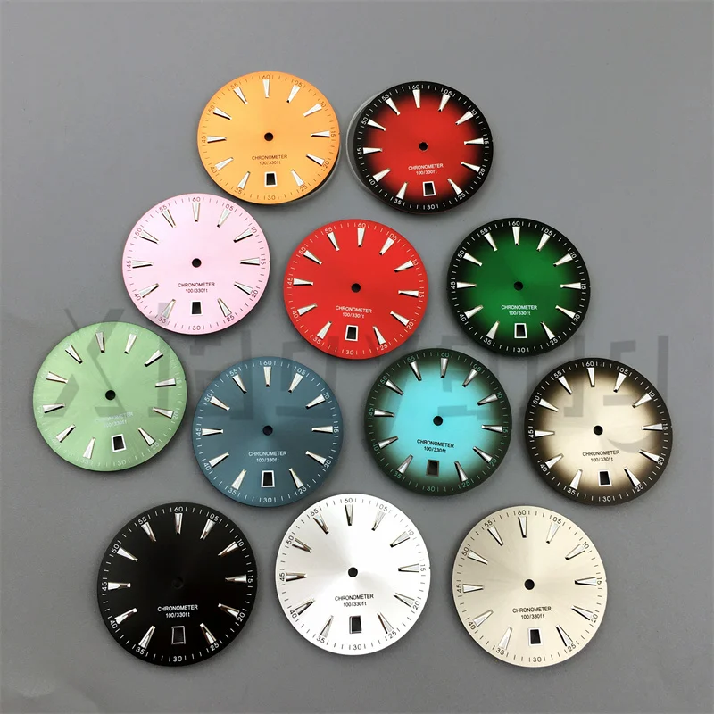 Sterile 33.5mm Sunberst Gradient Watch Dial 6 O'clock Calendar Luminous Fit NH35 NH36 NH38 AT150 Automatic Movement Watch Parts