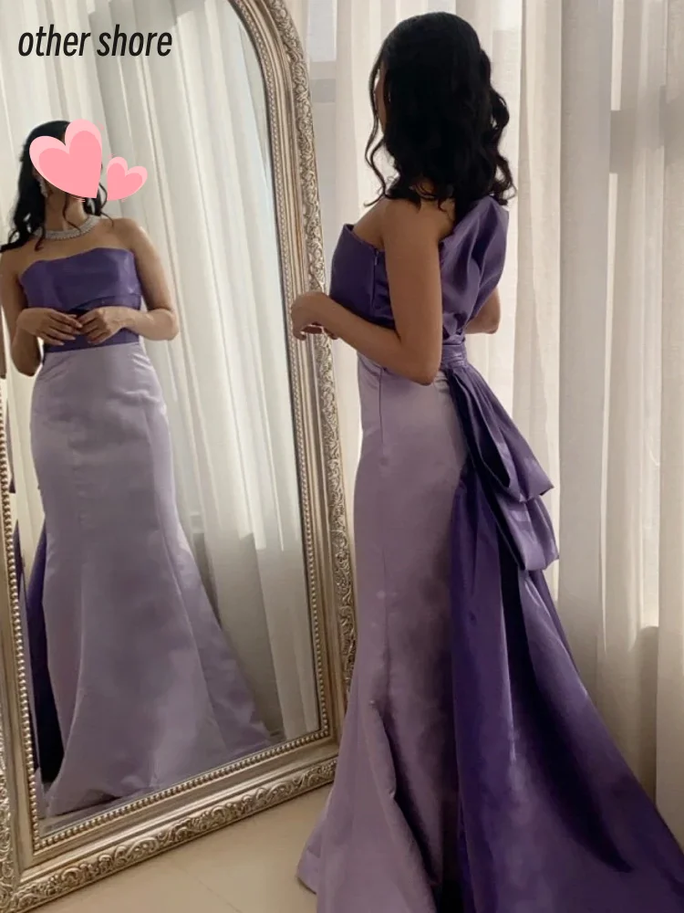 

Other Shore Elegant Vintage Sweet Purple Bow Simple Strapless Customize Formal Occasion Prom Dress Evening Party Gowns