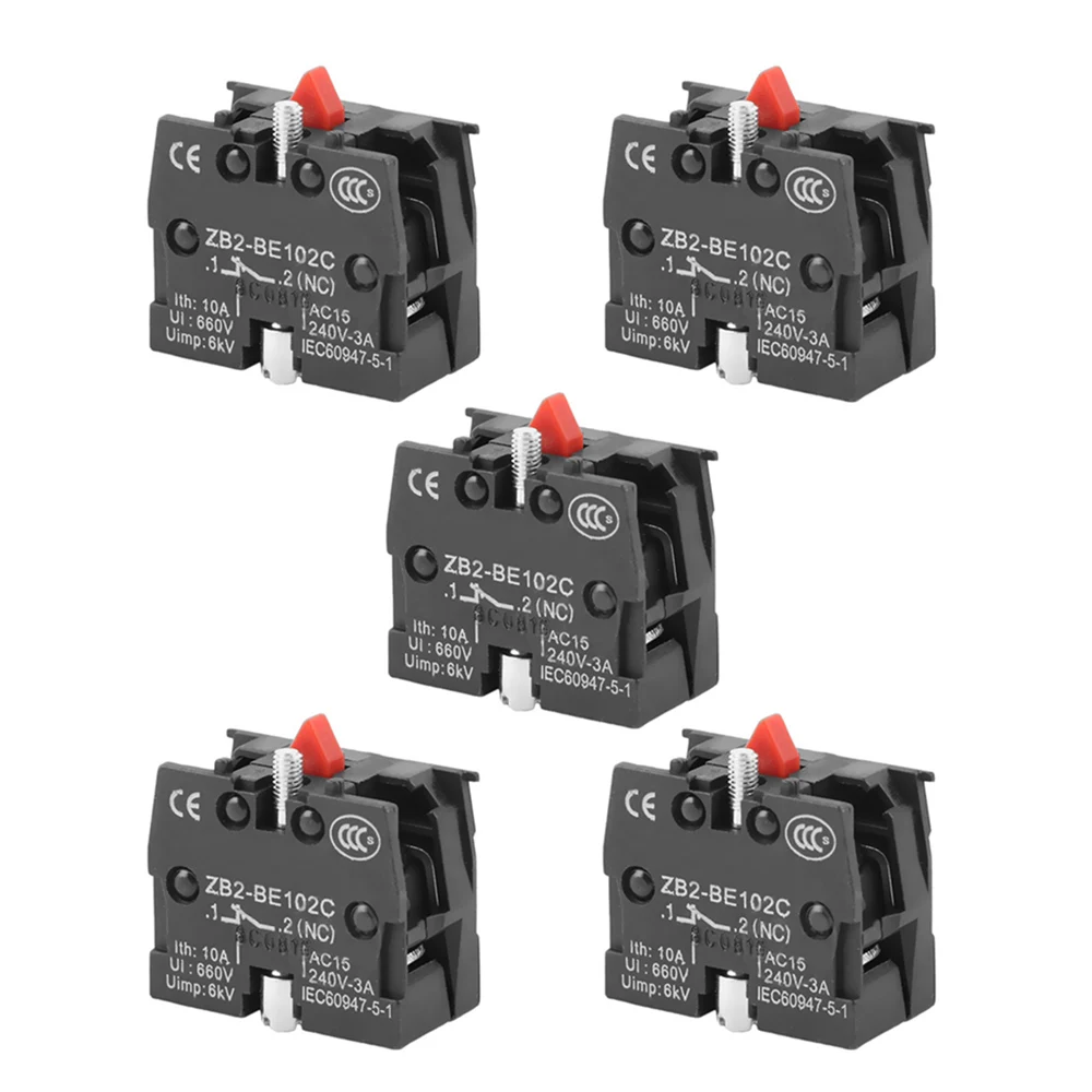 5PCS 10A 600V ZB2-BE101C/BE102C Normal Open Close NO NC Push Button Joystick Switch