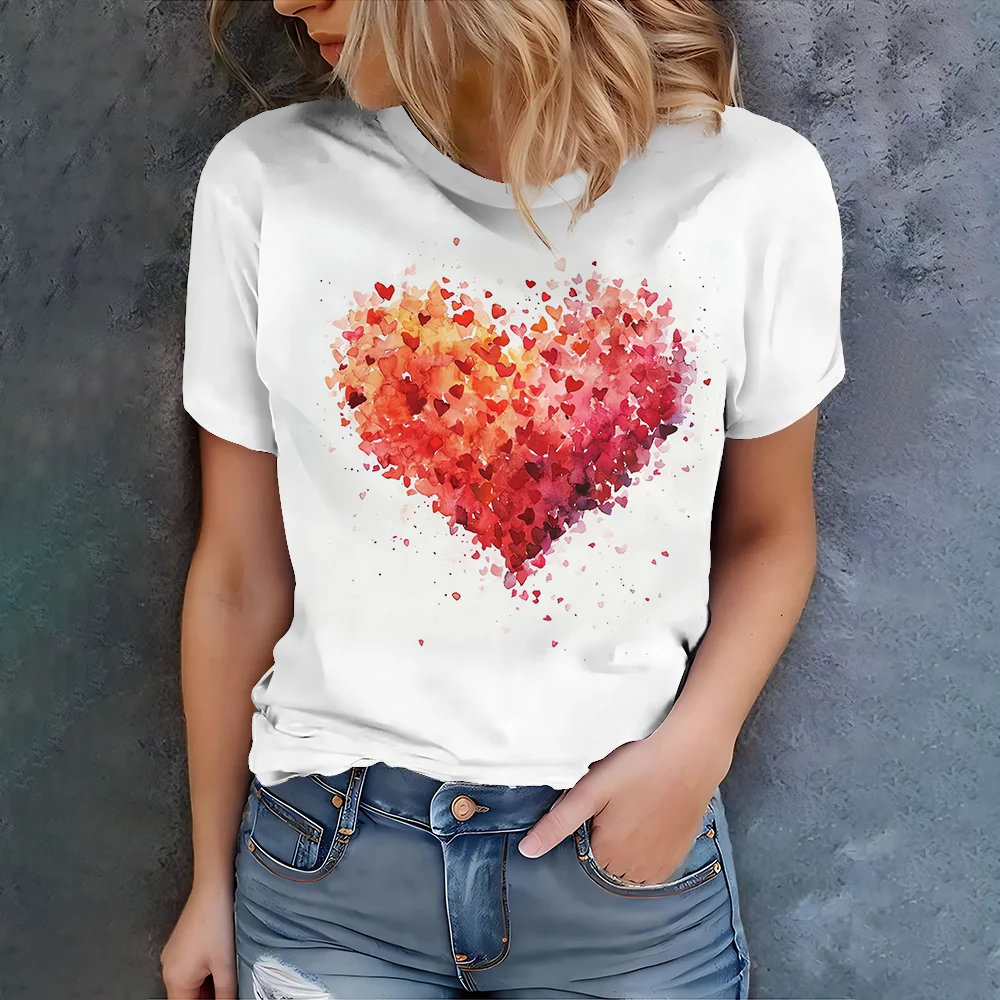 

Summer women's short sleeved round neck women's T-shirt fashion women's T-shirt 3D printed top casual wear 2025