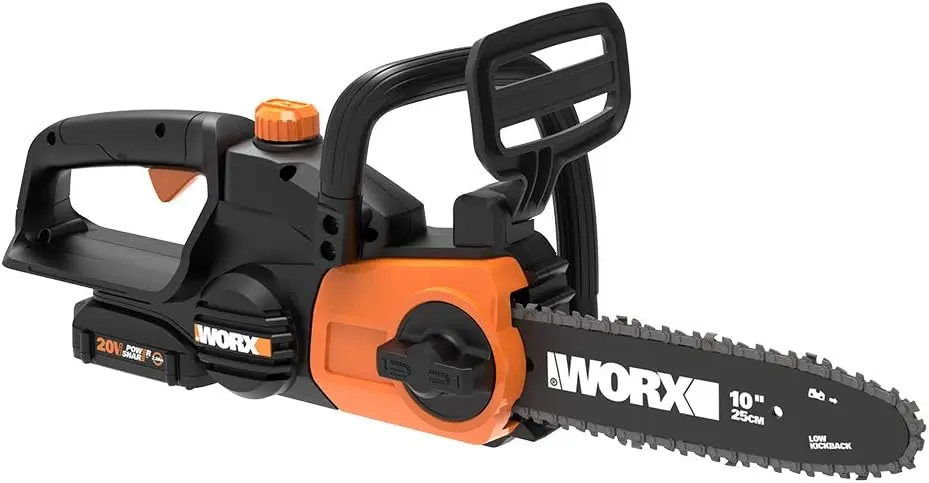 

20 V 10" Cordless Chainsaw, Auto-lubrication, Tool-less Chain Tension, PowerShare, WG322- Battery & Charger Included