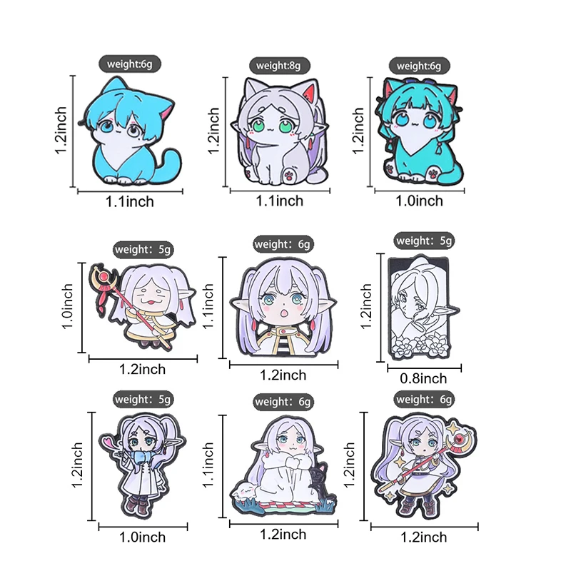 2-6pcs/set Famous Anime Character Enamel Pins Pixel Emojis Marine Creatures Brooch Fashion Lapel Badge Backpack Clothes Jewelry