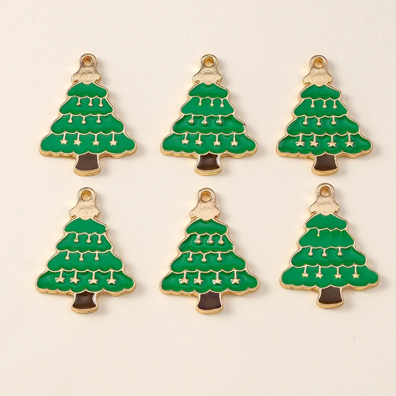 

20pcs 19x25mm Cute Enamel Christmas Tree Charms Pendants for Making DIY Drop Earrings Necklaces Accessories Jewelry Findings