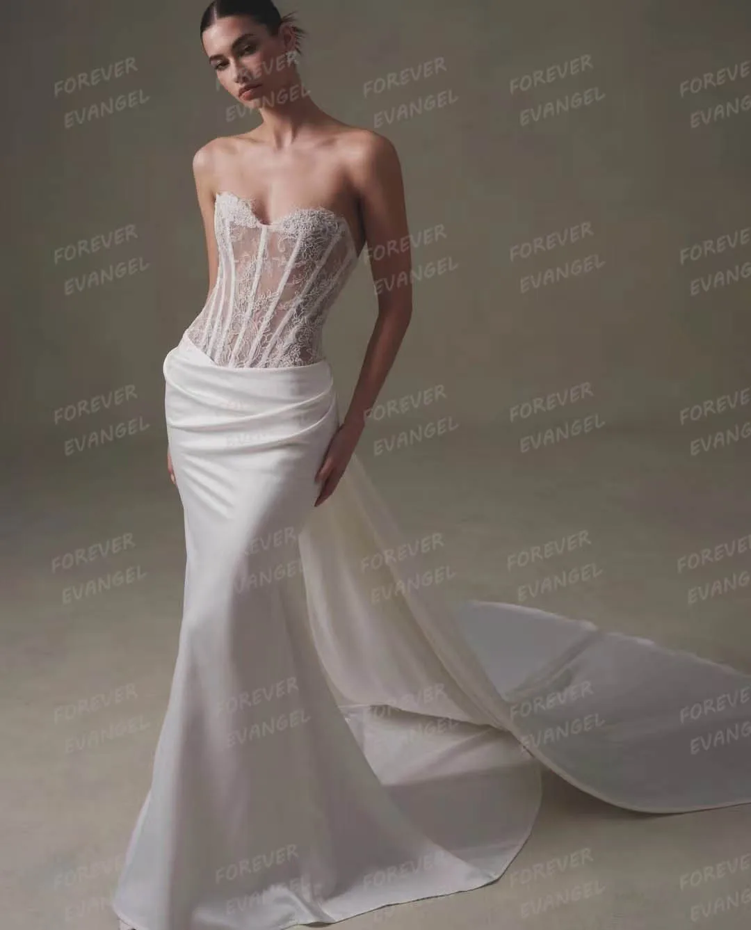 Vestidos de casamento de luxo mulher querida sereia apliques sem mangas vestidos de noiva personalizado trem varredura cetim vestidos de novia