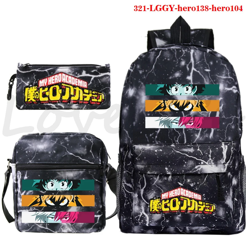 Anime meu herói academia mochila 3 pçs/set estudantes boku nenhum herói academia saco de escola meninos meninas engraçado dos desenhos animados bookbag sacos de viagem