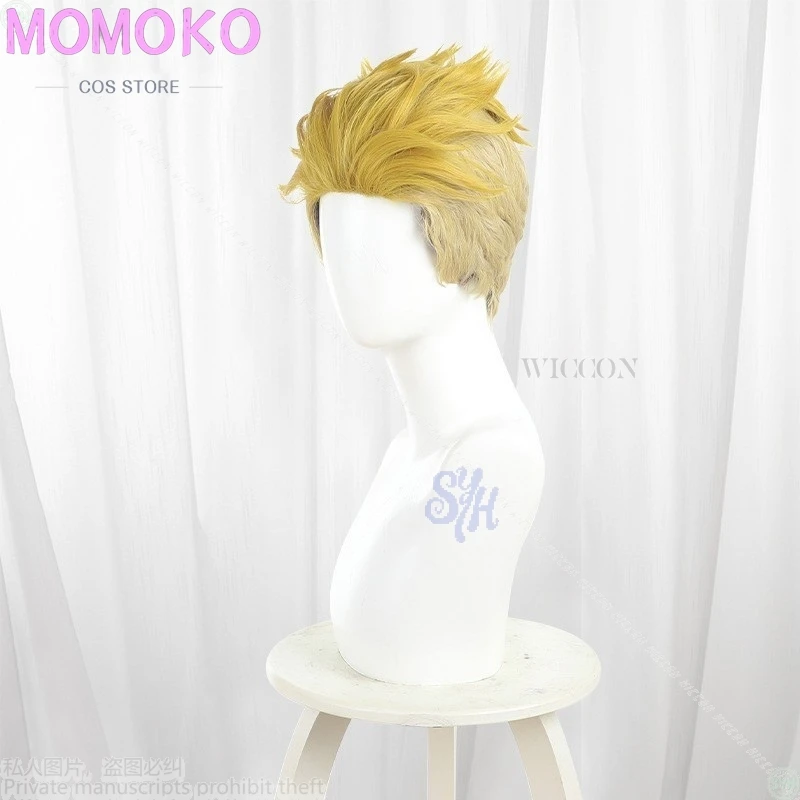 أنيمي GACHIAKUTA تأثيري Enjin زي قصير الذهبي شقراء مليون مقاومة للحرارة الاصطناعية خصلات الشعر المستعار حفلة عيد الهالوين