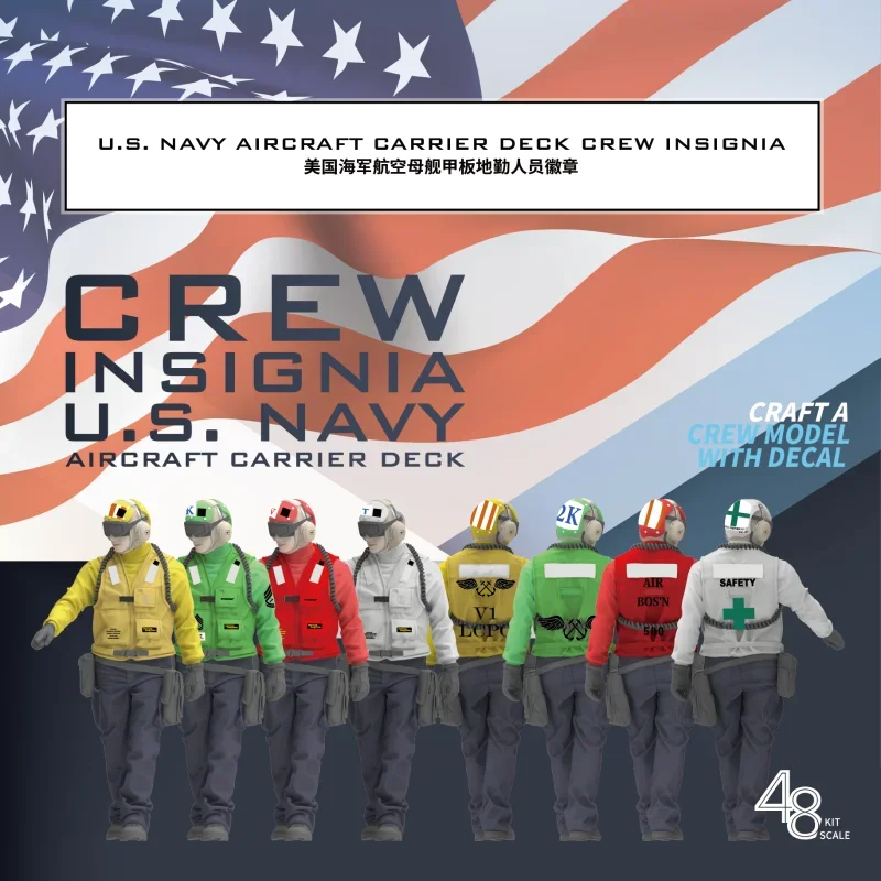 

Galaxy G48096 1/48 U.S. Navy Aircraft Deck Crew Insignia Water Decals for Model Figures Making Hobby DIY Dress Up