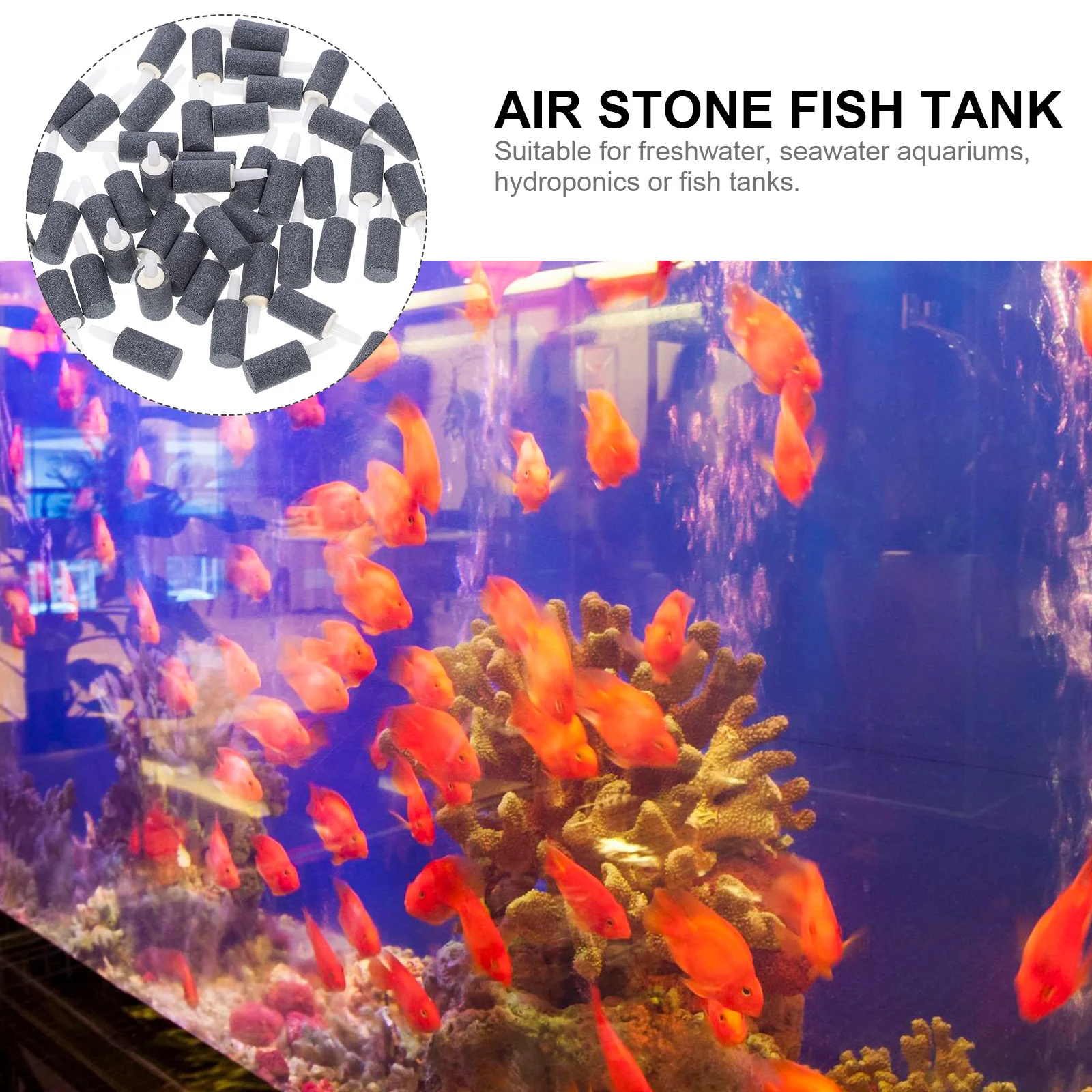 

50Pcs Air Stone Fish Tank Aquarium Bubbler Bubble Stone Oxygen Diffuser Durable ABS Material for Hydroponics Aquariums