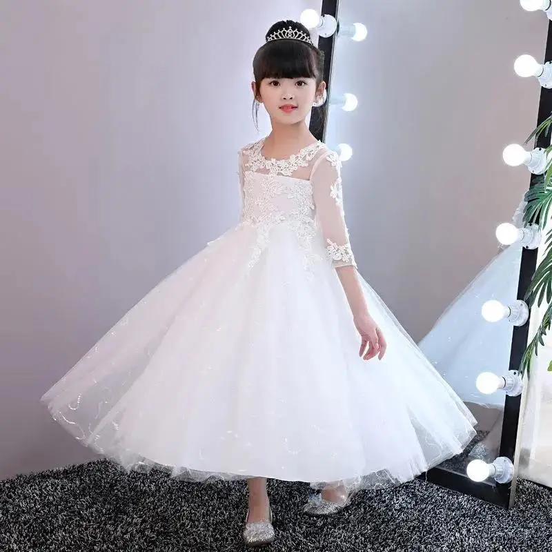 Girl Princess Dress Noble Children\'s Fashionable Flower Girl Piano Performance Dress Host Evening Dress Walk Show