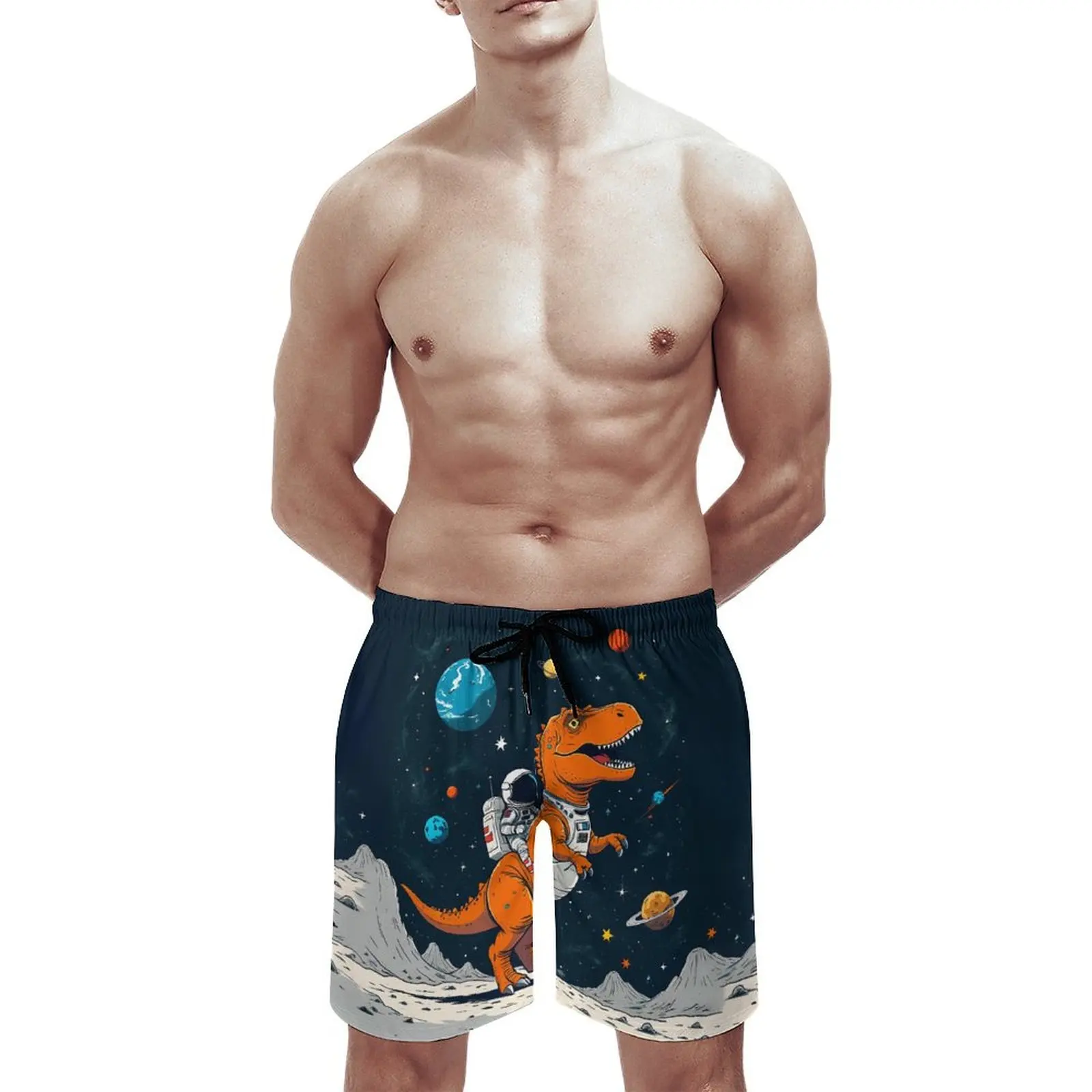 Men's Summer Dinosaur World 3D Printed Beach Shorts Men's Beach Vacation Casual Surf Shorts Men's Fashion Cool Street Shorts