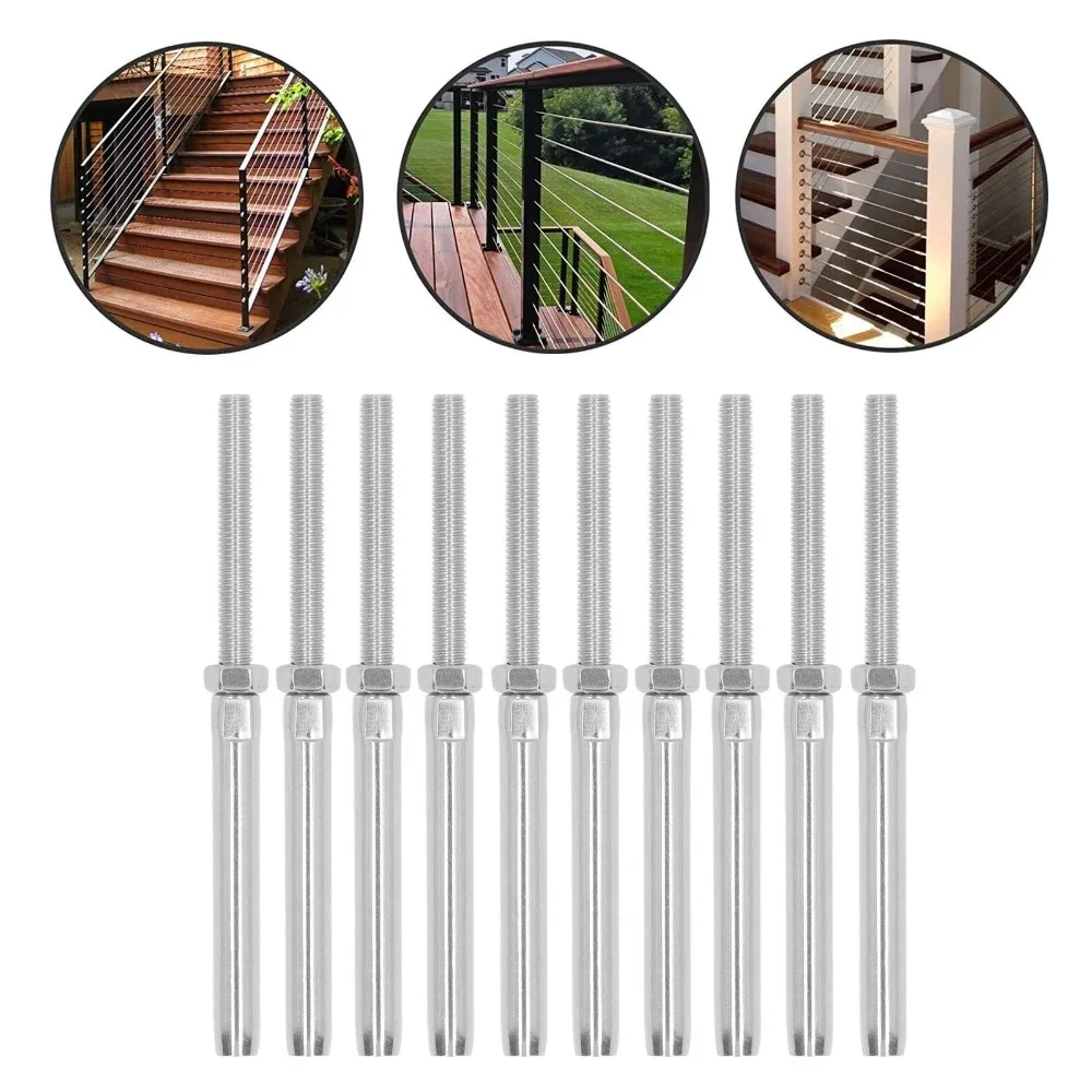 10pcs Hand Swage Design Cable Railing Tensioners Premium Durable Swage Lag Screw Kit Threaded Stud Fittings