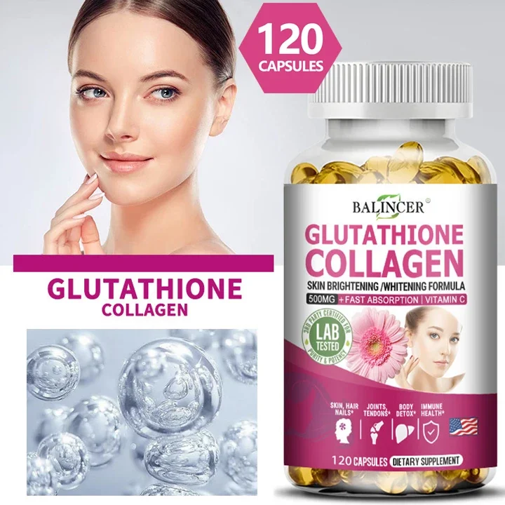 Glutathione Collagen Capsules, Antioxidant, Anti-aging, Immunity, Whitening Dull Skin, Healthy Skin Care, Liver, Hair, Nails