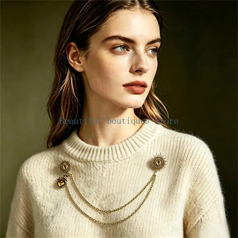 U4LF Gothic Mechanical Brooch Detailed Gear Chain Alloy Badge Pin For Women Men Perfect Gift For Alternative
