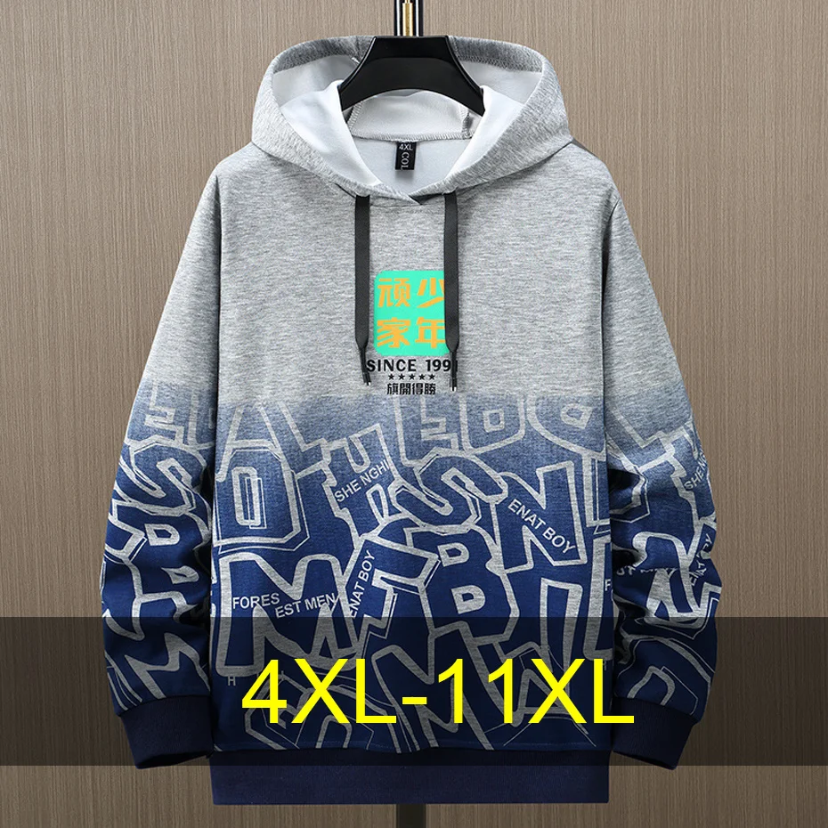 

Streetwear Gradient Letters Hoodie Men 10XL 11XL Plus Size Hoodie Fashion Casual Gradient Hooded Pullover Male Big Size 11XL