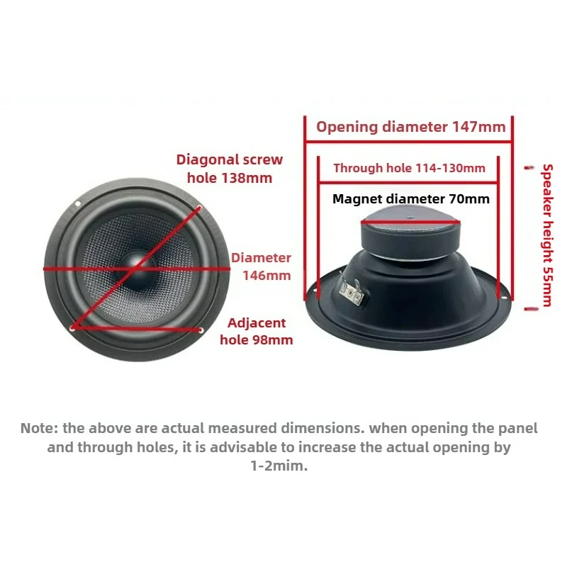 SOTAMIA 1pcs 5.5 Inch Midrange Speaker 4/8 Ohm 30W Bullet Braided Basin Three-way Frequency Audiophile HIFI Speaker for Home Car