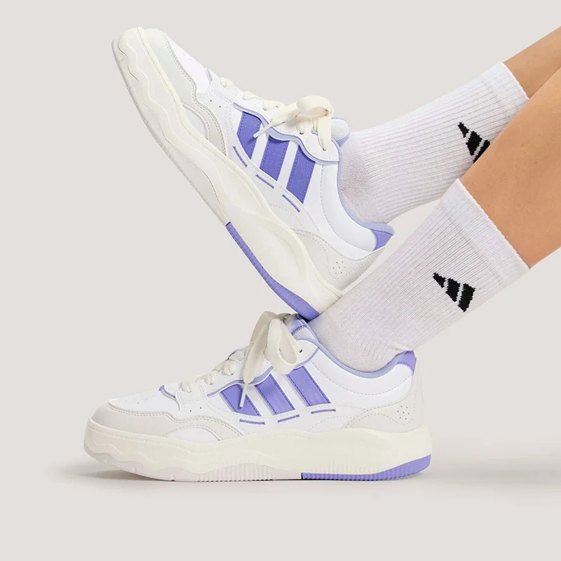 Adidas KH9026 Ladies Casual Platform Sneakers Low Top Skateboard Shoes Synthetic Leather Three Stripes Daily Walking Shoes White