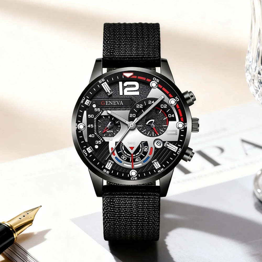 1 men's watch, canvas strap, fashionable and casual, the best gift for the latest fashion styles