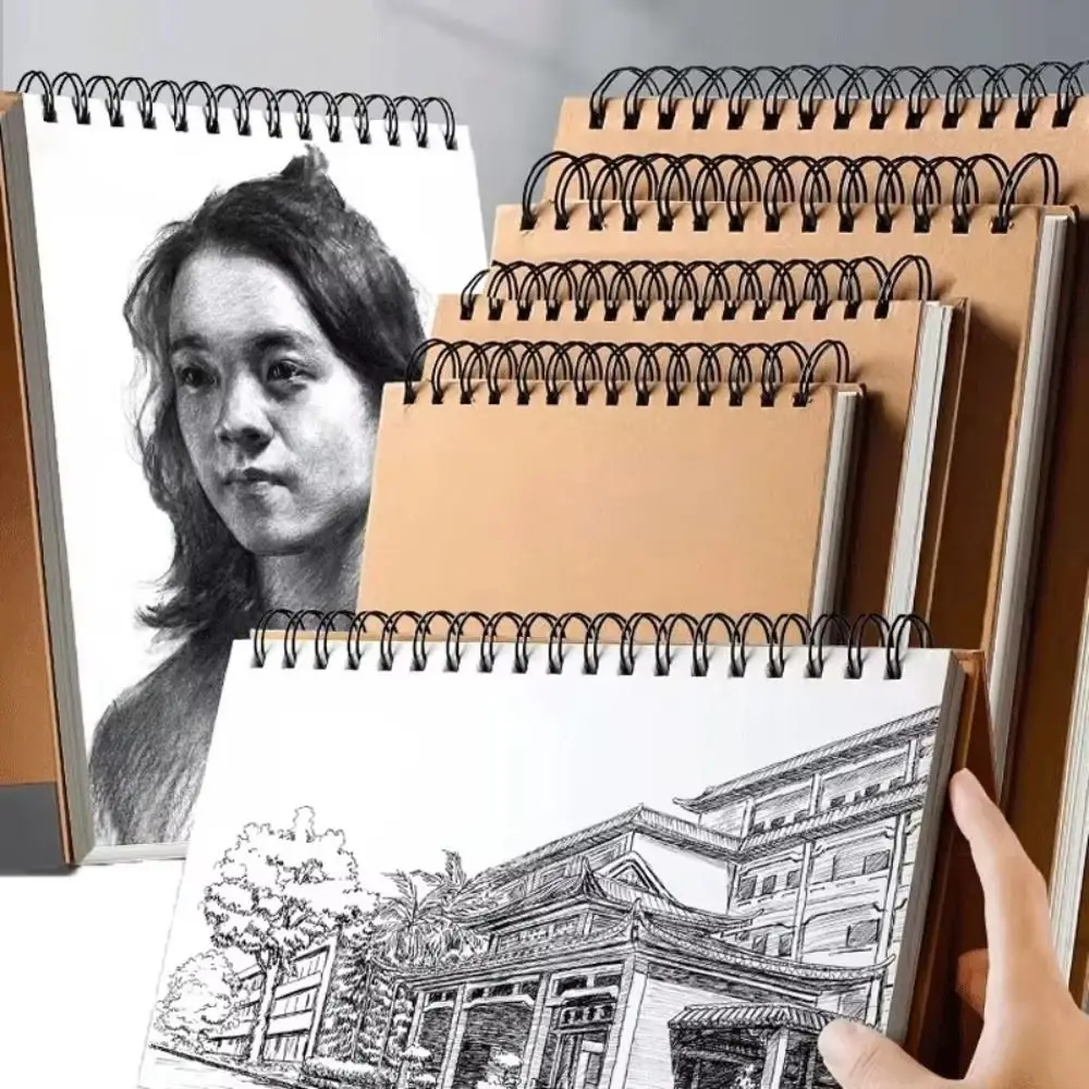 Kraft Paper Art Sketchbook Flip-up 30Sheets/60Pages Drawing Notepad A4/8K/16K/32K/A3 Blank Painting Paper Art Supplies