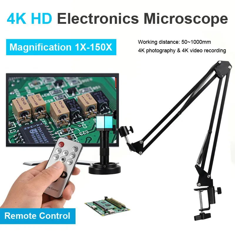 

Electronics Microscope 4K Ultra HD Microscope Camera 1080P Digital Microscope HDMI for Soldering Magnifier 150X Without Display