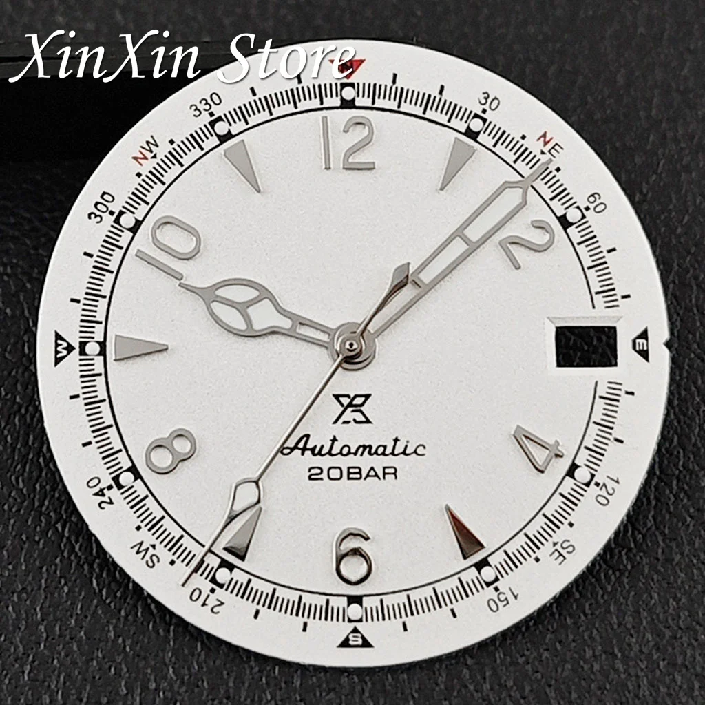 SKX وزارة الدفاع بطلب ماتي 28.5 مللي متر NH35 ساعة ريترو الطلب مع الأيدي الأخضر مضيئة ل NH35 NH36 4R ساعة يد تعمل بالحركة تعديل الملحقات