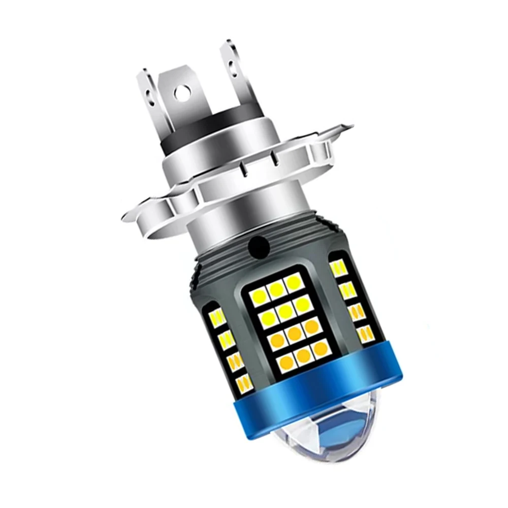 H4 LED المصابيح الأمامية للدراجات النارية الأبيض عالية منخفضة شعاع العارض عدسة الضباب مصباح سكوتر دراجة نارية كشافات