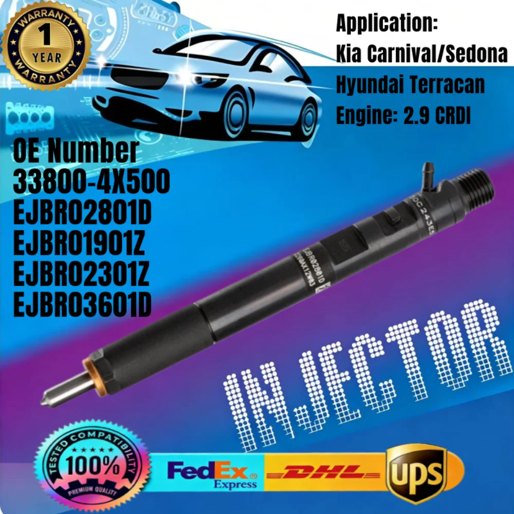 

Fuel Injector 33801-4X500 33801-4X500 EJBR01901Z EJBR02801D EJBR02301Z EJBR03601D for Hyundai Terracan Kia Carnival 2.9L CRDi