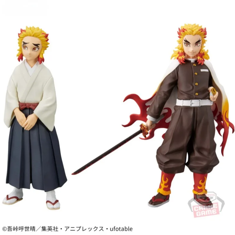 Bandai Original Demon Slayer Anime Figure Rengoku Senjuro Rengoku Kyoujurou Action Figure Toys for Boys Girls Birthday Gifts