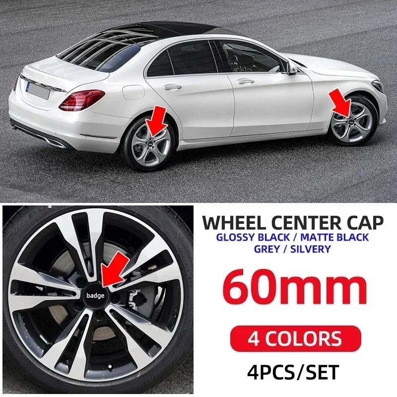 

4pcs 60mm Car wheel Hub Cap Emblem badge for Mercedes Benz C180 E300 GLC W163 W166 W167 W204 W205 W212 W213 X253 W117 W176 W164