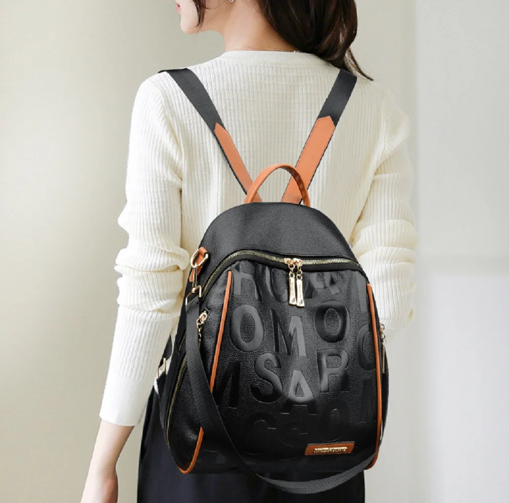 New Fashion Luxury Designer High Quality Leather Travel Backpacks Women's Large Capacity Double Zipper Shoulder Bags Totes