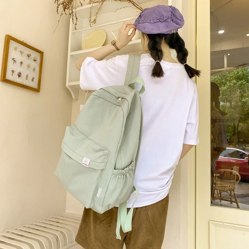 New Waterproof Nylon Women And Female Travel Bag Backpack Schoolbag For Teenage Girl Backpack Soft Solid Color Mochila Bookbag