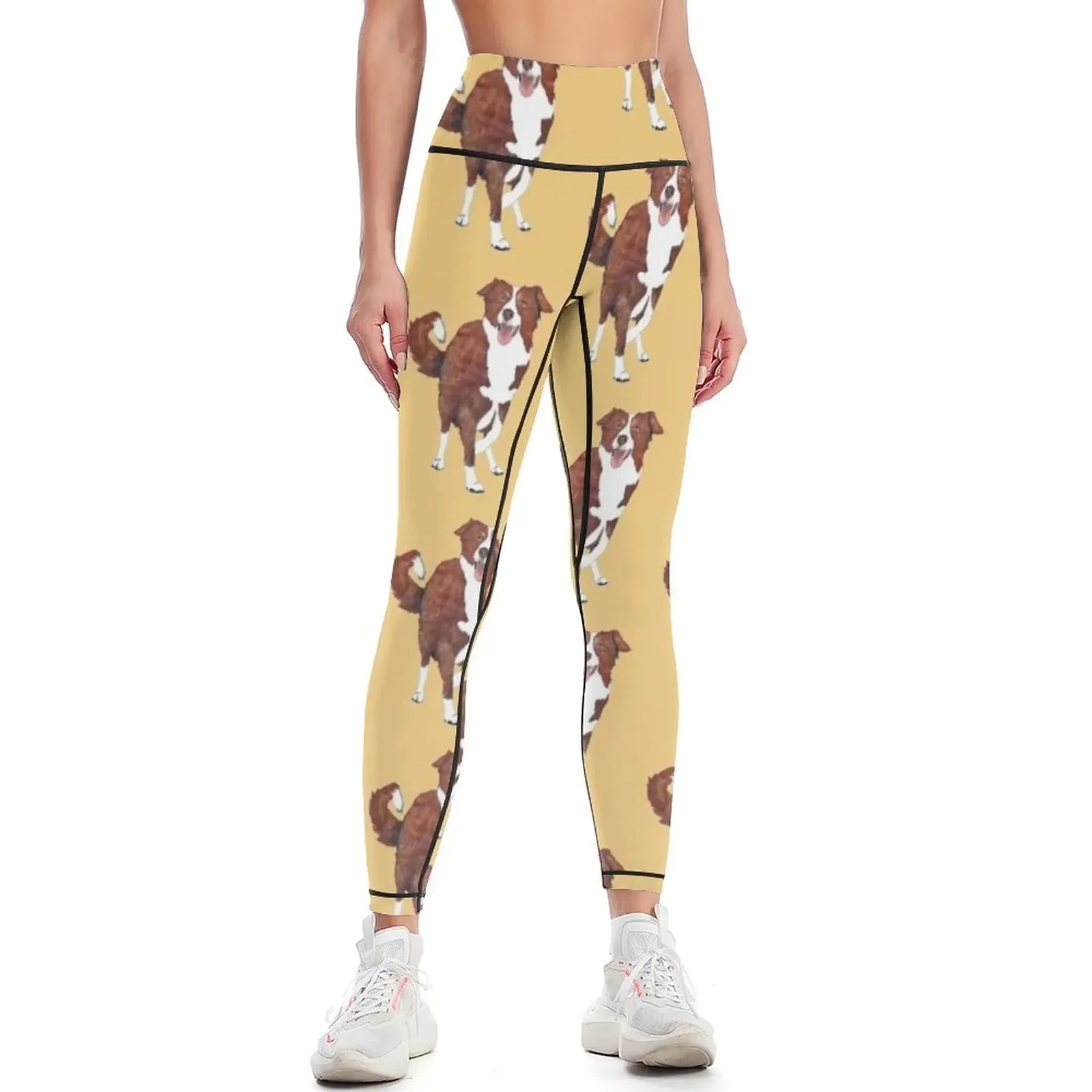 

Red Border Collie Leggings trousers high waist Women's trousers gym top Womens Leggings