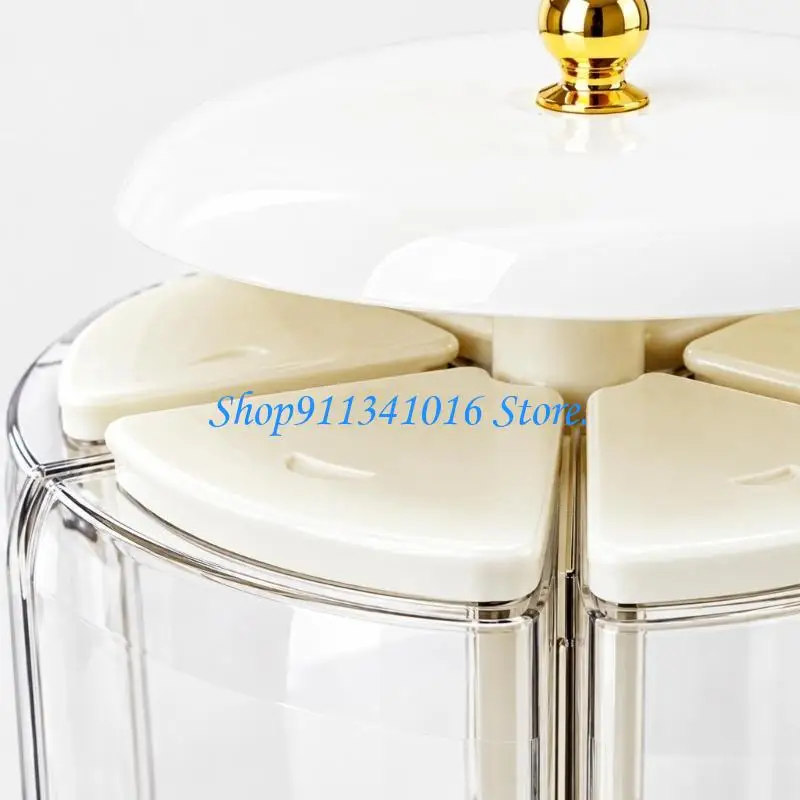 Six-Compartment Dry Ingredient Storage Dispenser with Revolving Base, Kitchen Station for Selecting Rice, Cereal, Corn or Dry